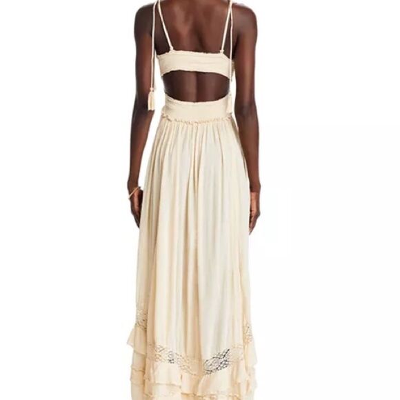 Free People Santa Maria Maxi Women’s Dress beige khaki boho hippie Size Medium - Picture 6 of 16